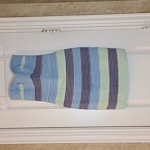 Greylin Blue and Green Patterned Strapless Bodycon Dress Small